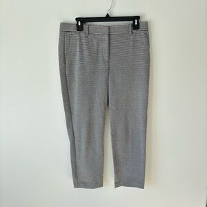 Theory Treeca K Stanza Knit Trouser Pant Black White Houndstooth Business Office